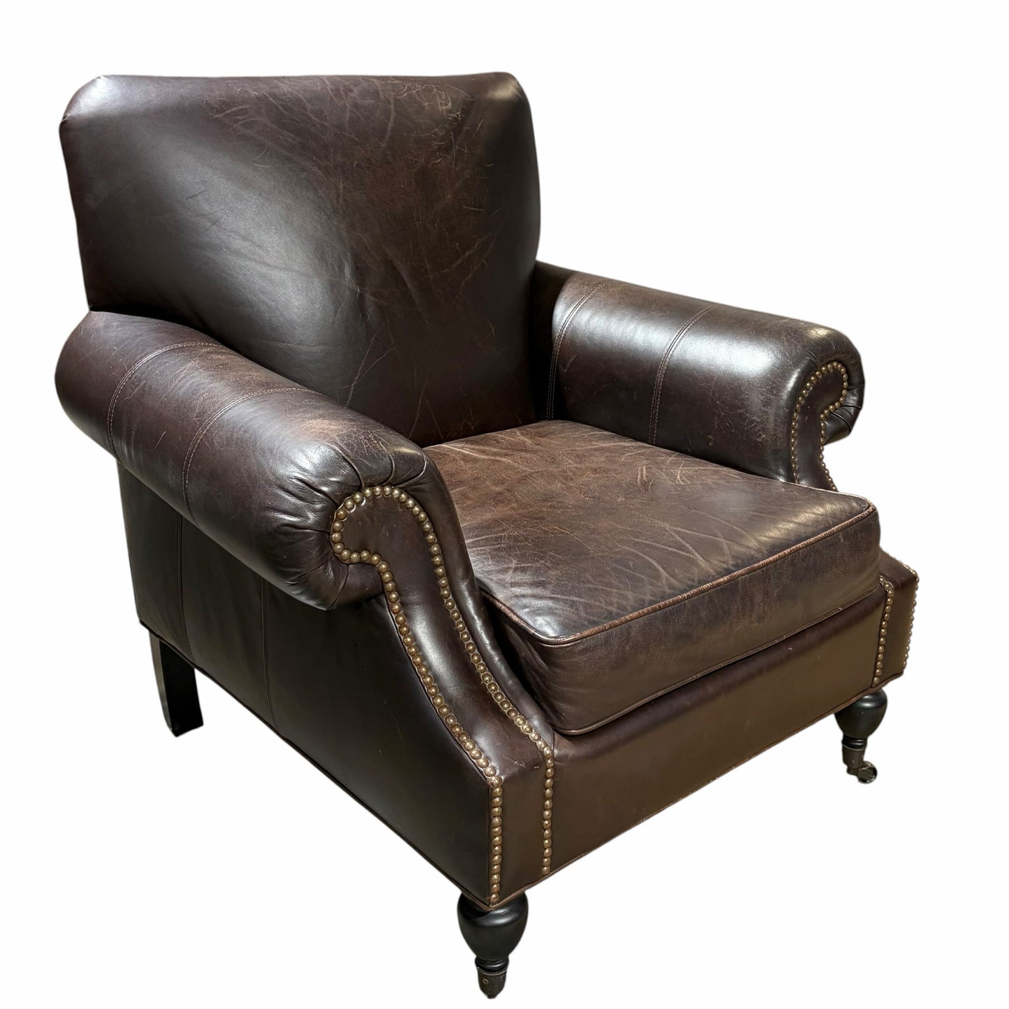 Brooklyn Leather Armchair w/ Nailhead Trim, 37"W x 36"D x 35"H (AS IS)