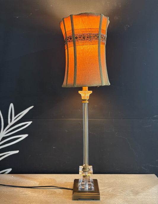 Brass & Crystal Table Lamp 8.5" W x 8.5" D x 31.5" H