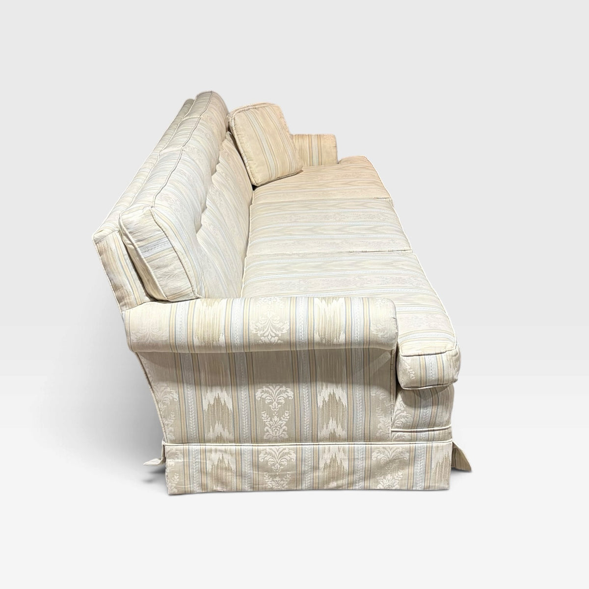 VTG Beige Striped Sofa, 91"W x 36"D x 29"H