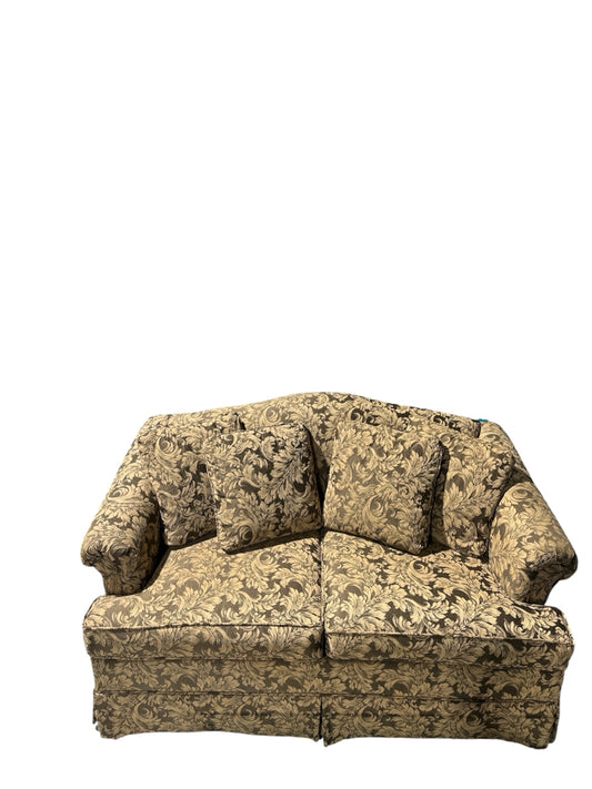 Brown Floral Loveseat, 57" L x 36" W x 34' H