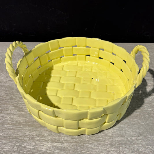 Yellow Woven Pottery Bowl, 10"Dia x 5"H