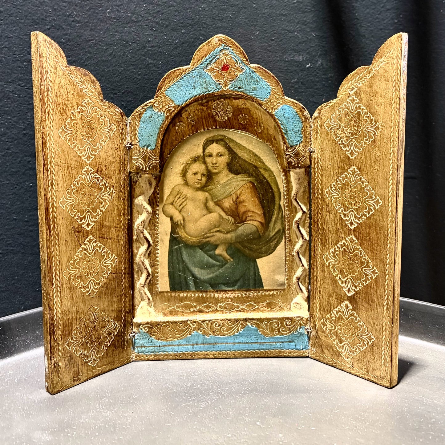 Triptych,  Madonna And  Child, 7.75"W x .25"D x 7"H
