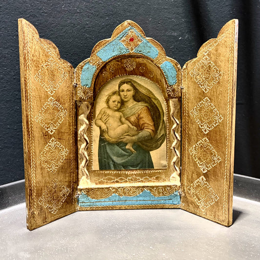 Triptych,  Madonna And  Child, 7.75"W x .25"D x 7"H