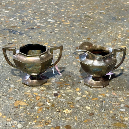 1951 Wilcox S.P. Co. Cream & Sugar, Silver, 5.25" L x 3.5" W x 3.5" H