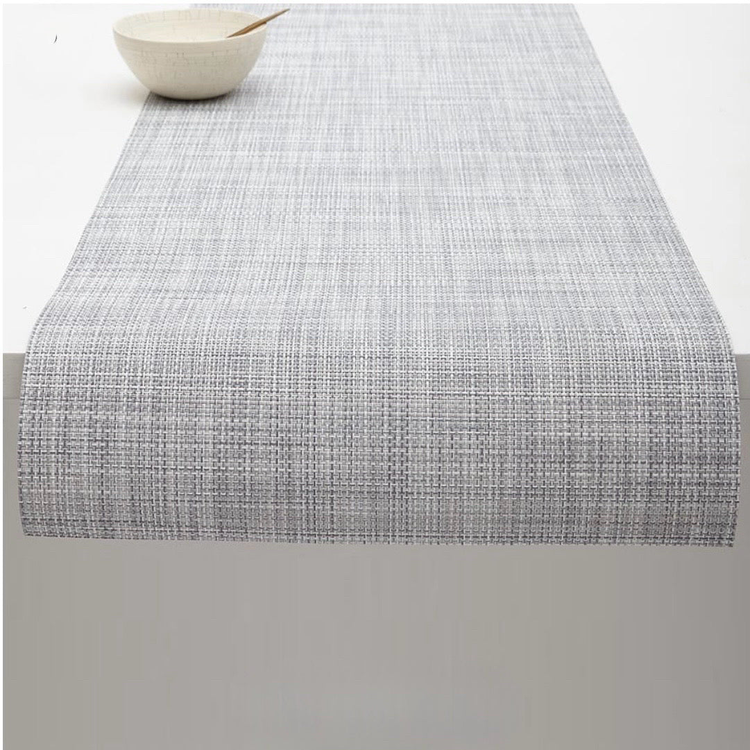 Chilewich Mini Basketweave Table Runner, Mist, 14"W x 72"L