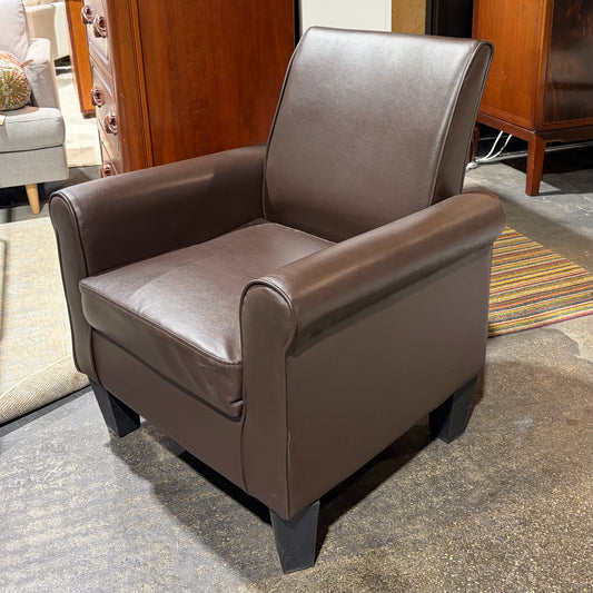 "Leather" club chair, espresso, 30"W x 29"D x 34"H