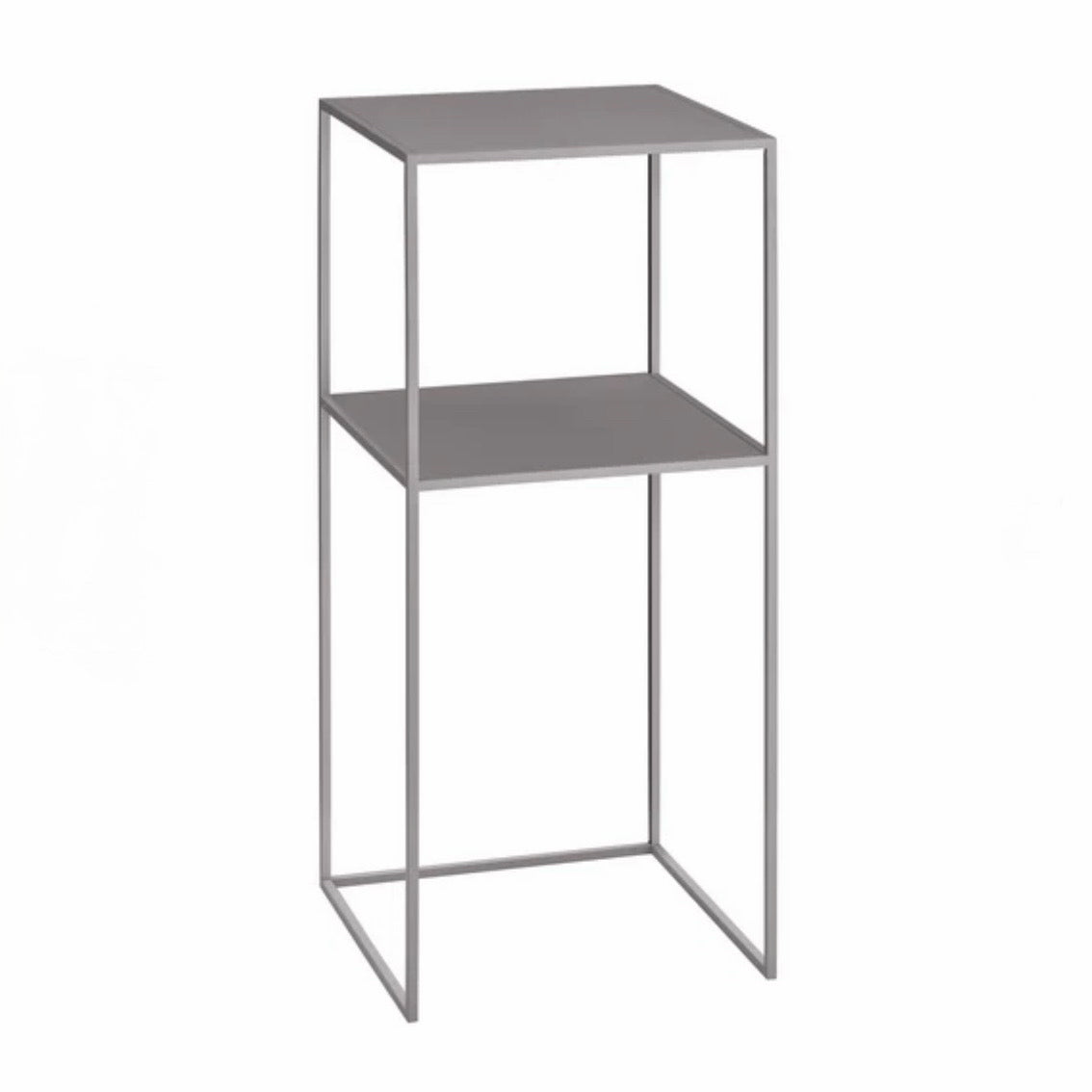 Blomus Fera Pedestal Table with Shelf - Mourning Dove, 13.8"W x 13.8"D x 31.5"H