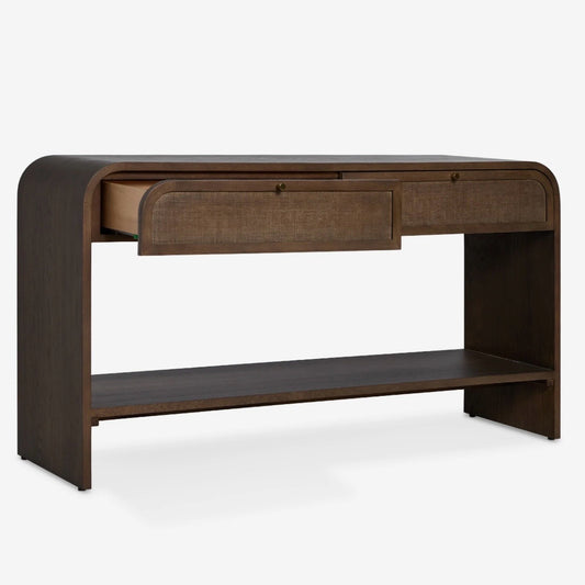 AS IS Lulu & Georgia Suzette Cosole Table, Smoked Oak, 54"W x 18"D x 30"H