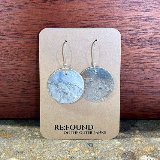 Silverplate over brass round botanical earrings