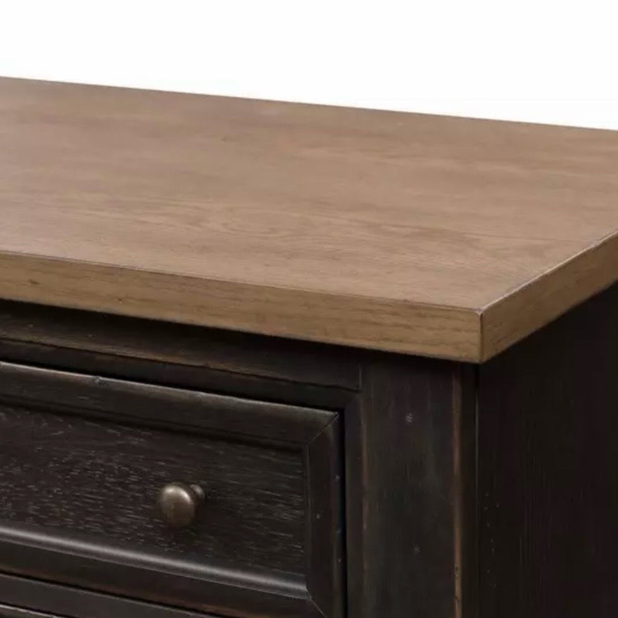 Americana Farmhouse Black 9 Drawer Dresser, 66"W x 18"D x 42"H