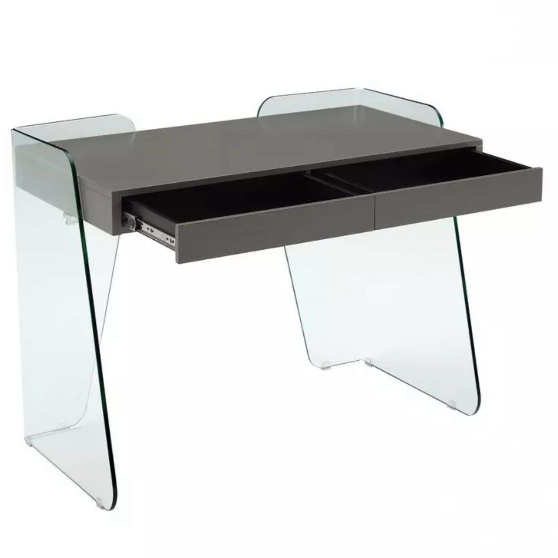 Archie Office Desk, Gray High Gloss, 47"W x 23"D x 31"H