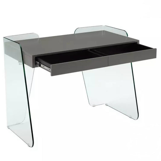 Archie Office Desk, Gray High Gloss, 47"W x 23"D x 31"H