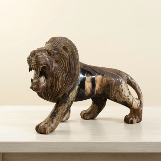 MCM Carved Wood Lion 10'W x 4"D x 6.5"H