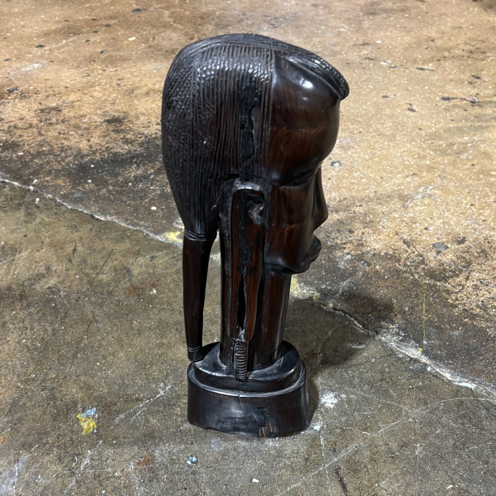 Wood African Tribal Figurine 3.5"W x 5"D. x 15"H