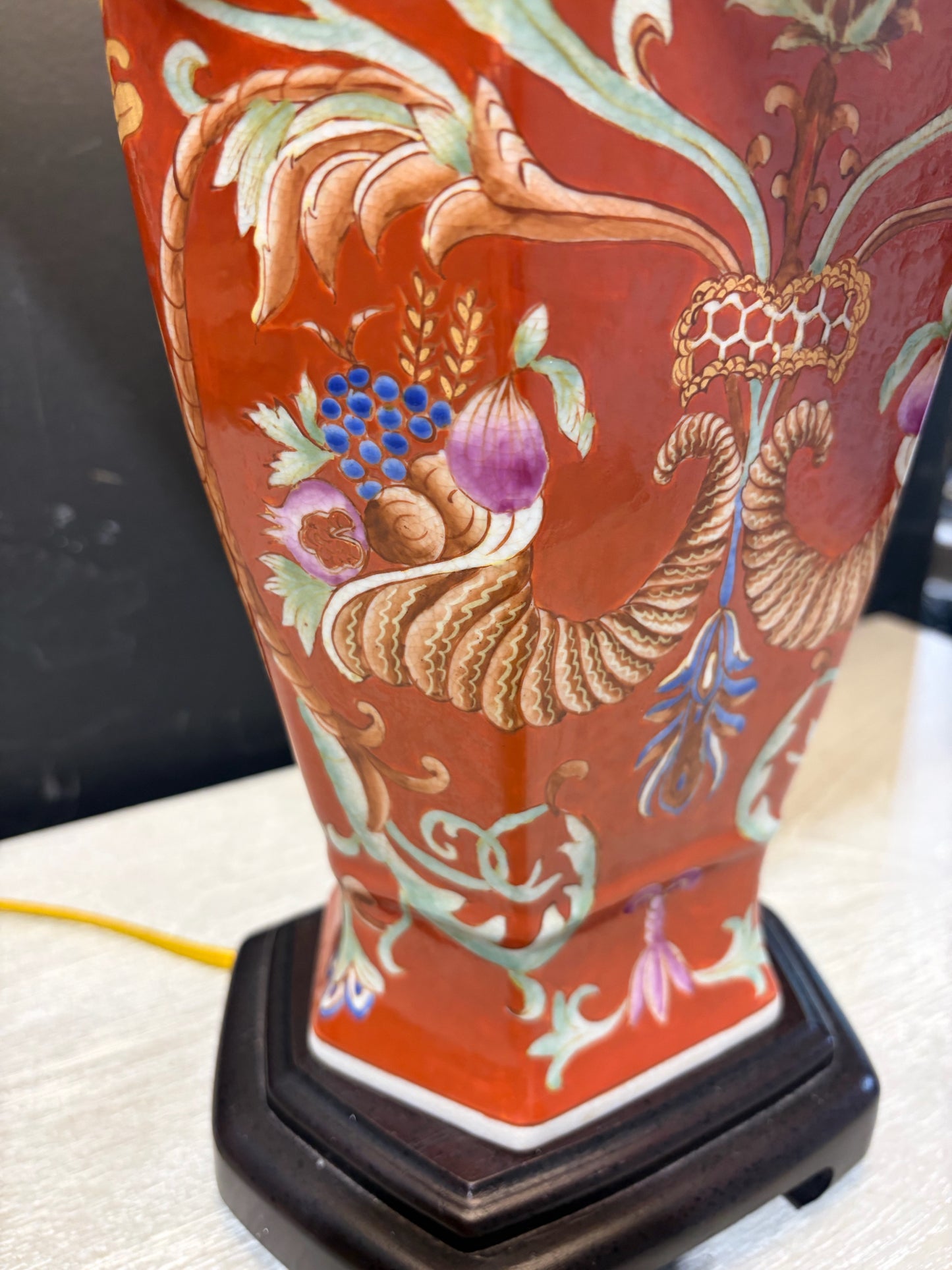 VTG Ceramic 'Cornucopia' Lamp, 30"H x 15"D x 15"W