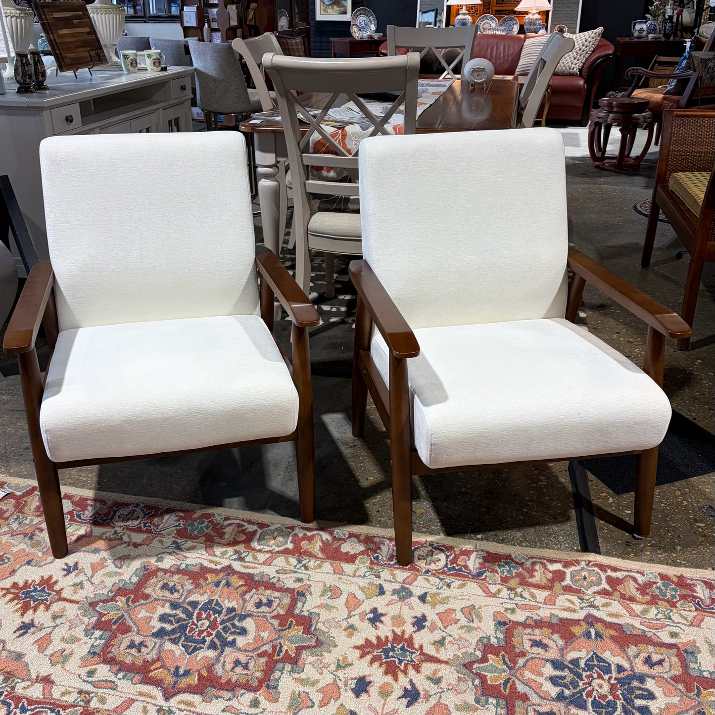 Pair of Linen Accent Chairs, 25.75"W x 27"D x 33"H