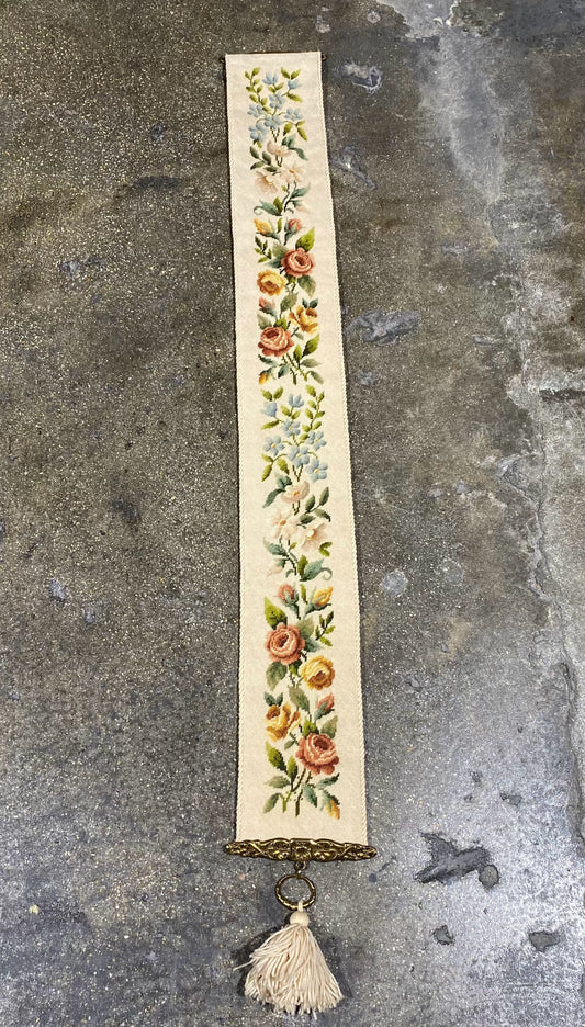 Vintage Needlepoint Bell Pull, 70"L x 8.5"W x .25"D