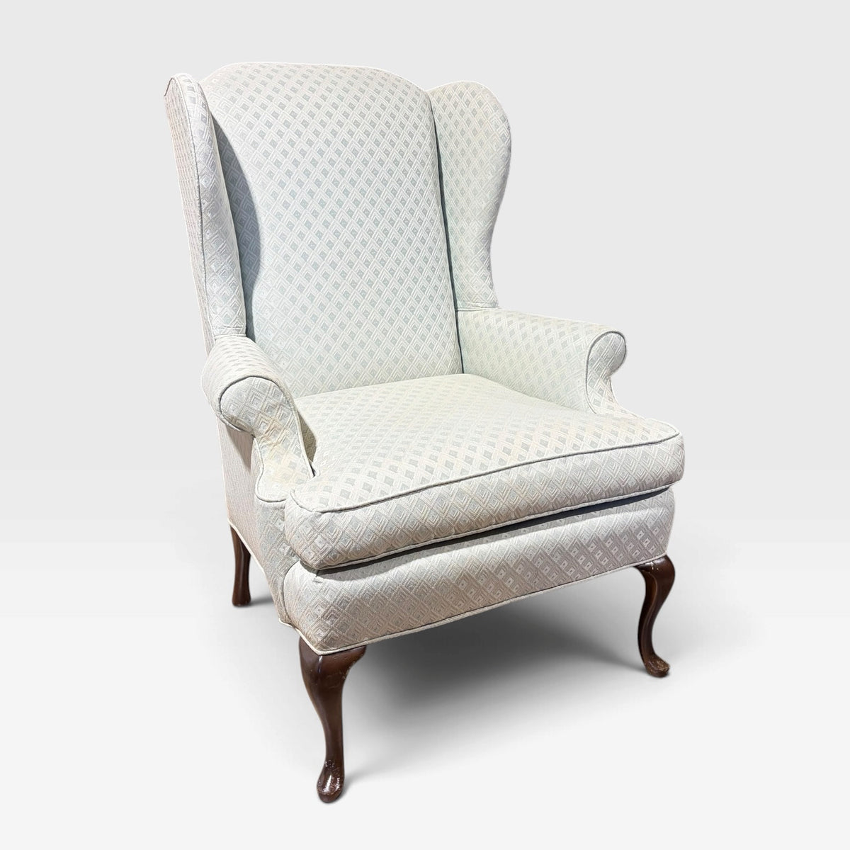 VTG Queen Anne Wingback Chair, 33.5"W x 37.5"D x 44.5"H