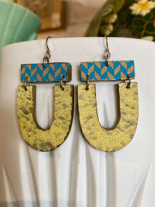 Woodcut Earrings, Amalfi Arch, Carrie Price Wearable Art