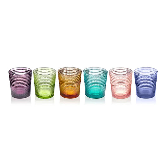 Set of 6 IVV Speedy 9.5 oz Water Tumblers, Assorted Colors, 3.3" Dia x 3.5" H