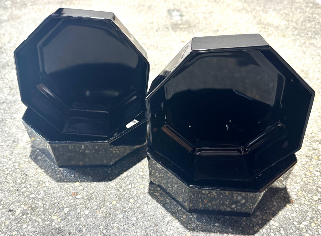 SET of 4 Arcoroc Octime black salad bowls,France, c. 1960s, 5.5"D