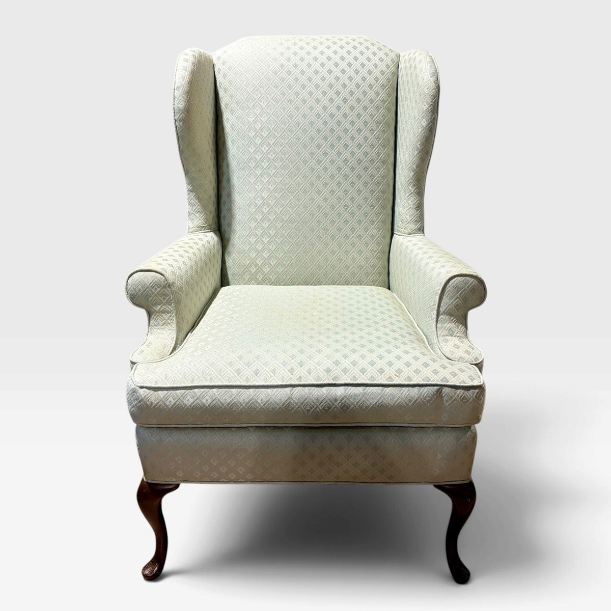 VTG Queen Anne Wingback Chair, 33.5"W x 37.5"D x 44.5"H