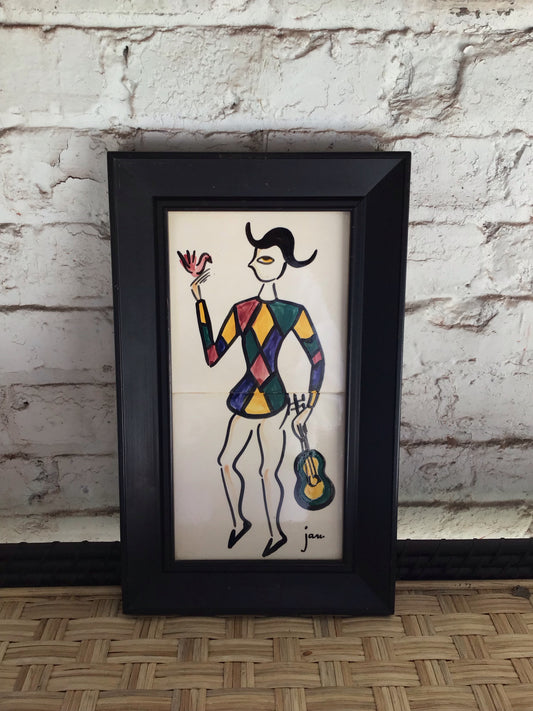 Italian Mid-Century tile picture 9.5"Lx16"H