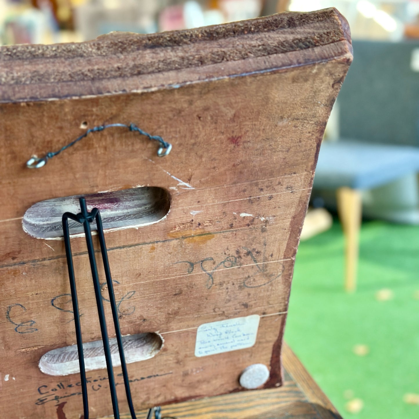 Vintage Wood Printing Block, Early French, 13.5" W x 13.5" L x 2" D