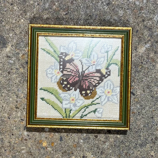Needlepoint Butterfly 5.75" W x 6" H x .5" D