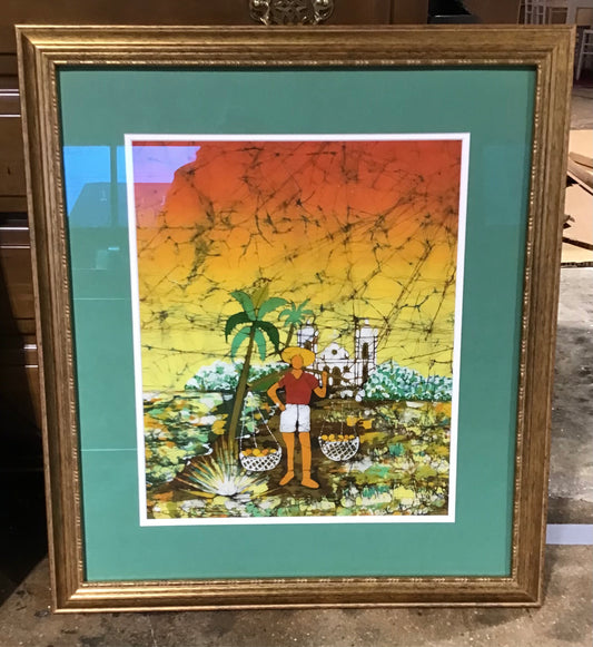 Batik Print. matted & framed 24"x28"