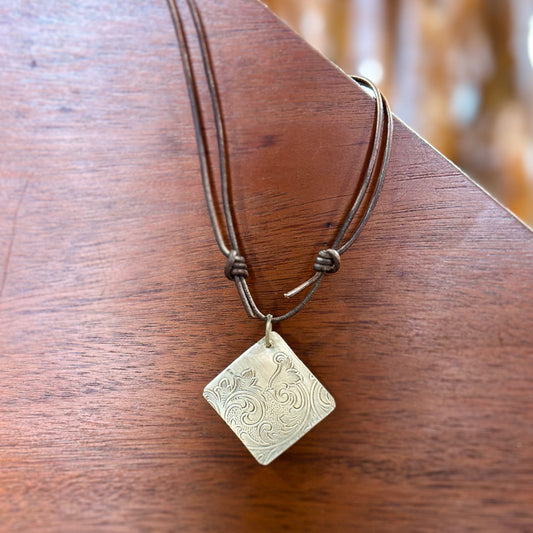 Silverplate over brass square necklace
