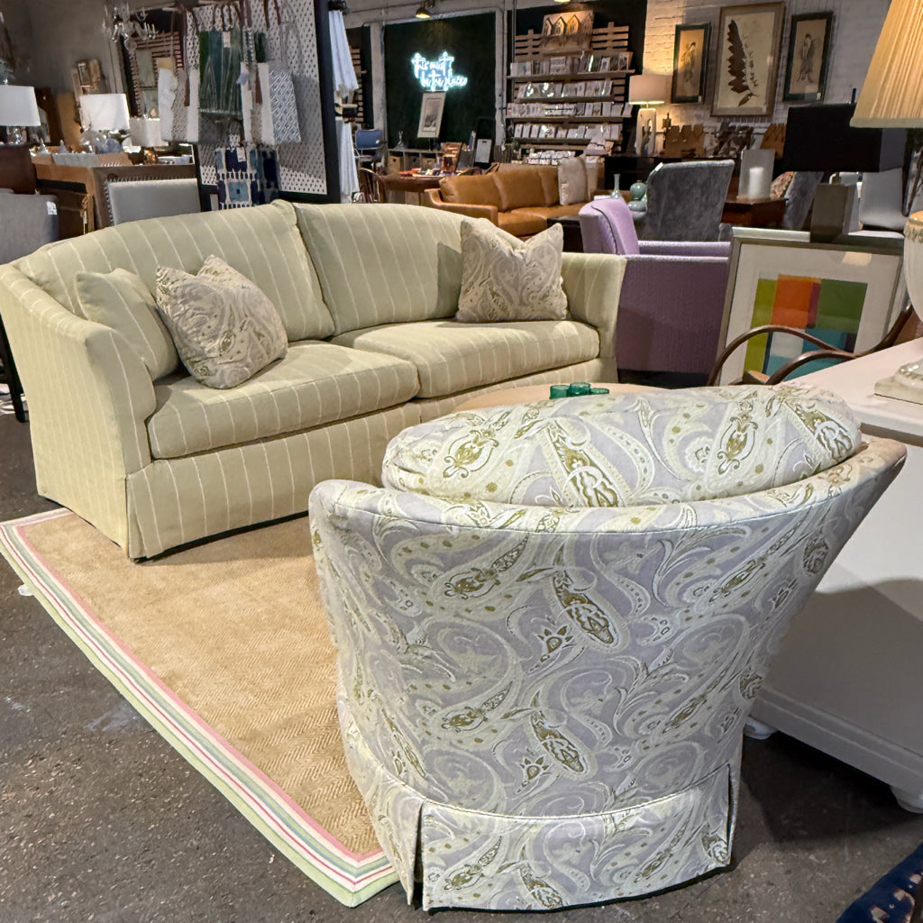 Sherrill chair, yellow/grn/cream, down mix, 33"W x 30"D x 36"H