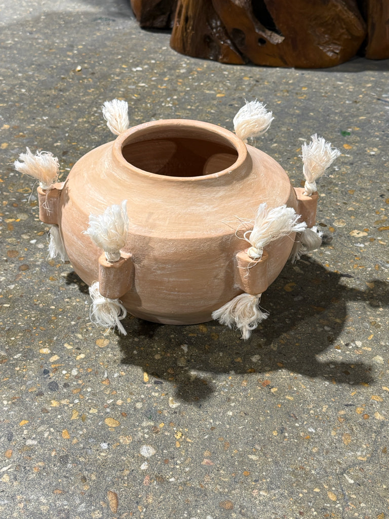 Arteriors Home Verena Vase, tassel/terra cotta, 13.5" DIA x 7.5"H