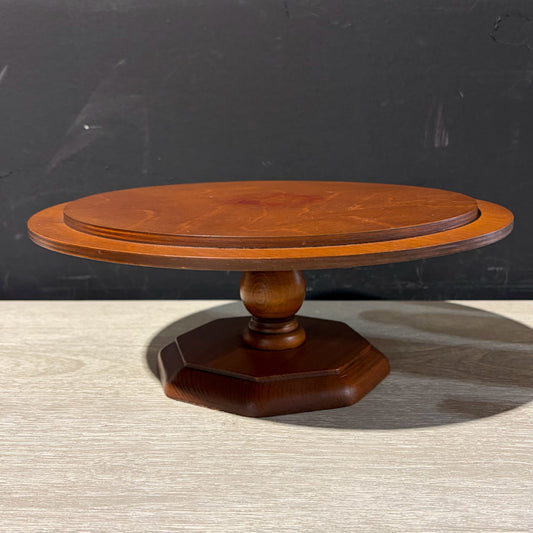 Vintage Wooden Cheese Stand, 12" Dia x 4.5"H