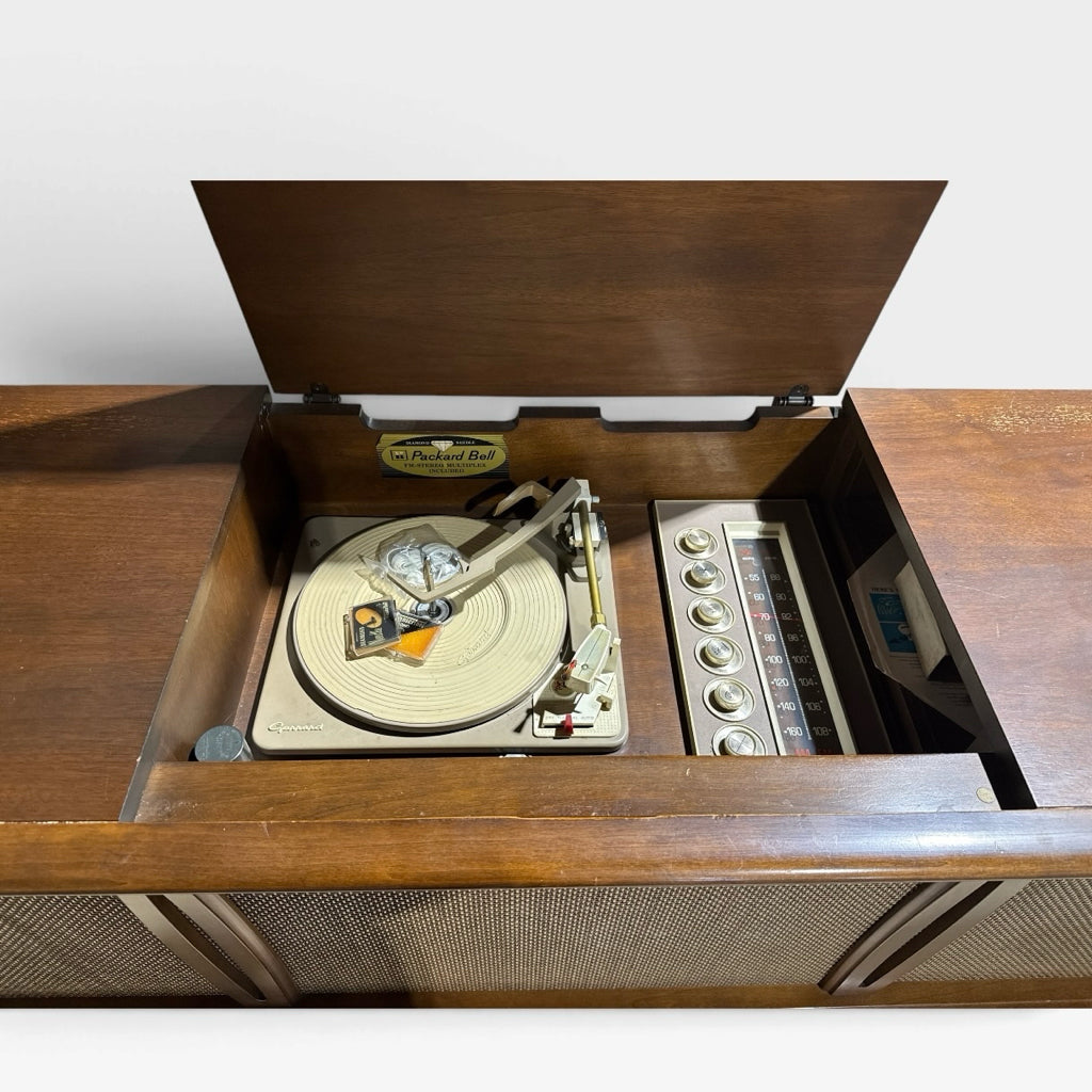 MCM Packard Bell Stereo/Turntable cabinet, needs work, 68.25"L x 20"D x 26"H