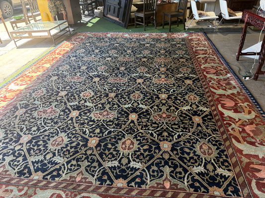 Persian Tabriz style rug, red/navy/cream, 18' x 12'