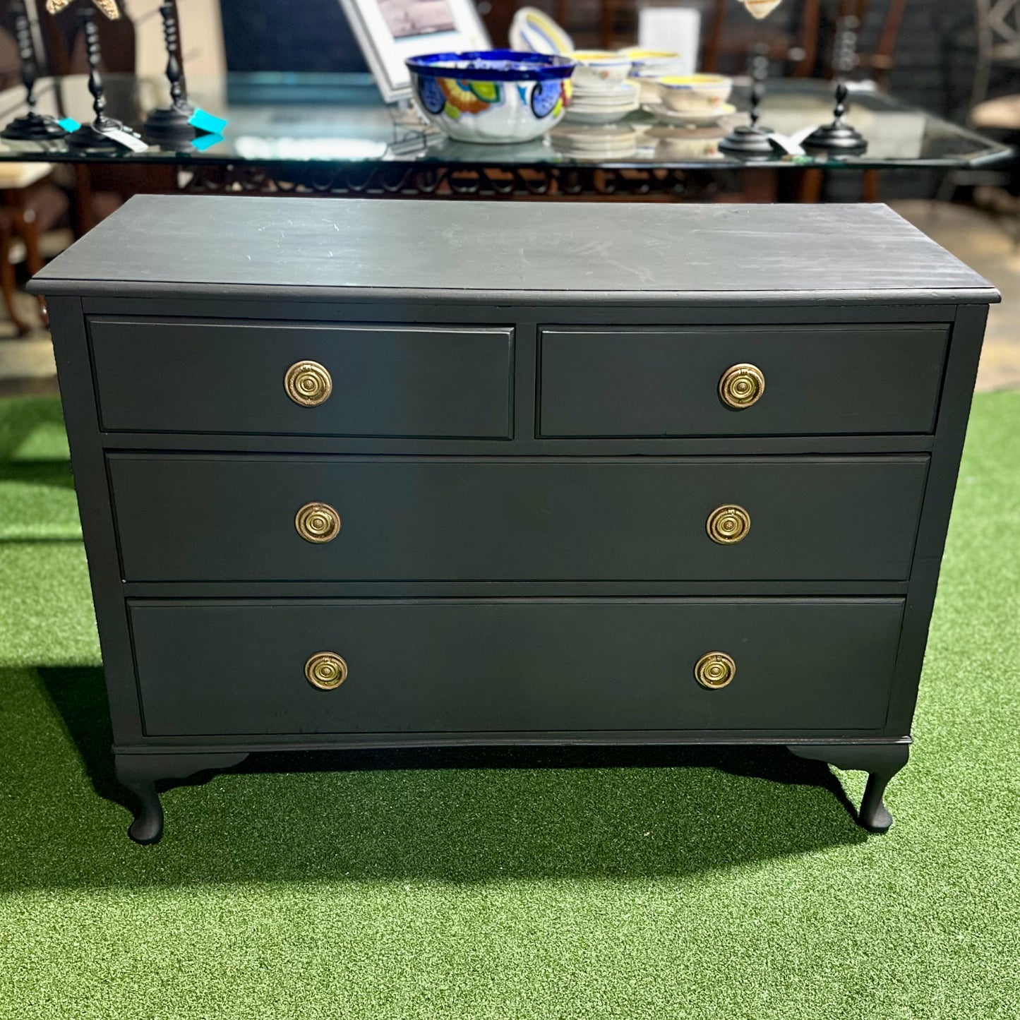 Petite 4 Drawer Dresser, Flat Black, 41" L x 17.75" W x 29.5" H