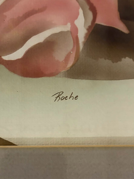 VTG Magnolia Watercolor by Roche, 26"W x 29"H x 1.25"D