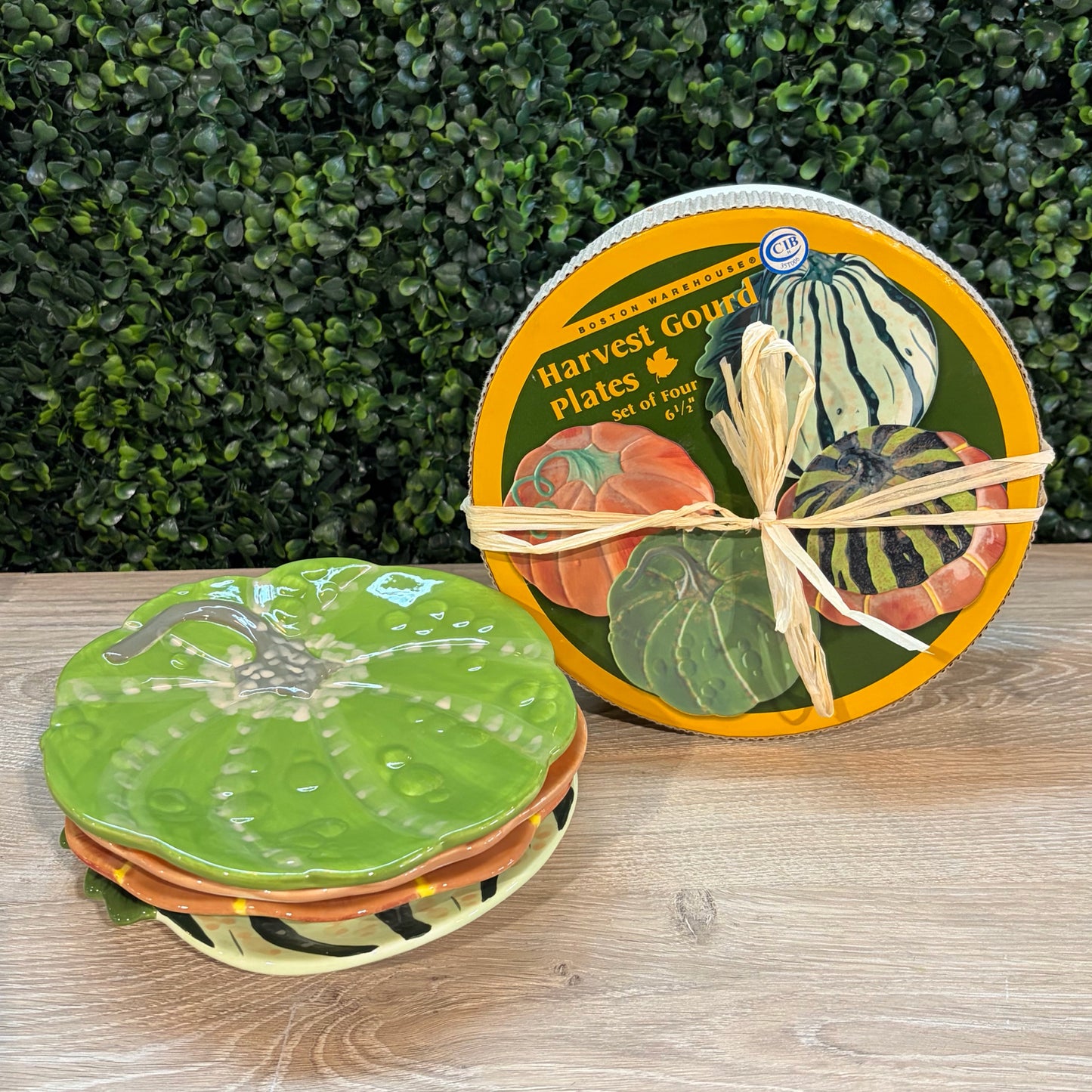 Set of 4 Harvest Gourd Appetizer/Dessert Plates, each 6.5"Dia