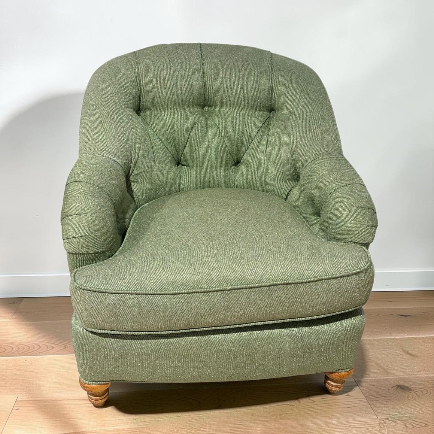 Lee Industries Green Tufted-back Arm Chair, 33"W x 34"D x 33"H
