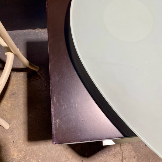 Modern Desk W/ Curved Frosted Glass, 65.25"W x 35"D x 29"H, (AS IS)