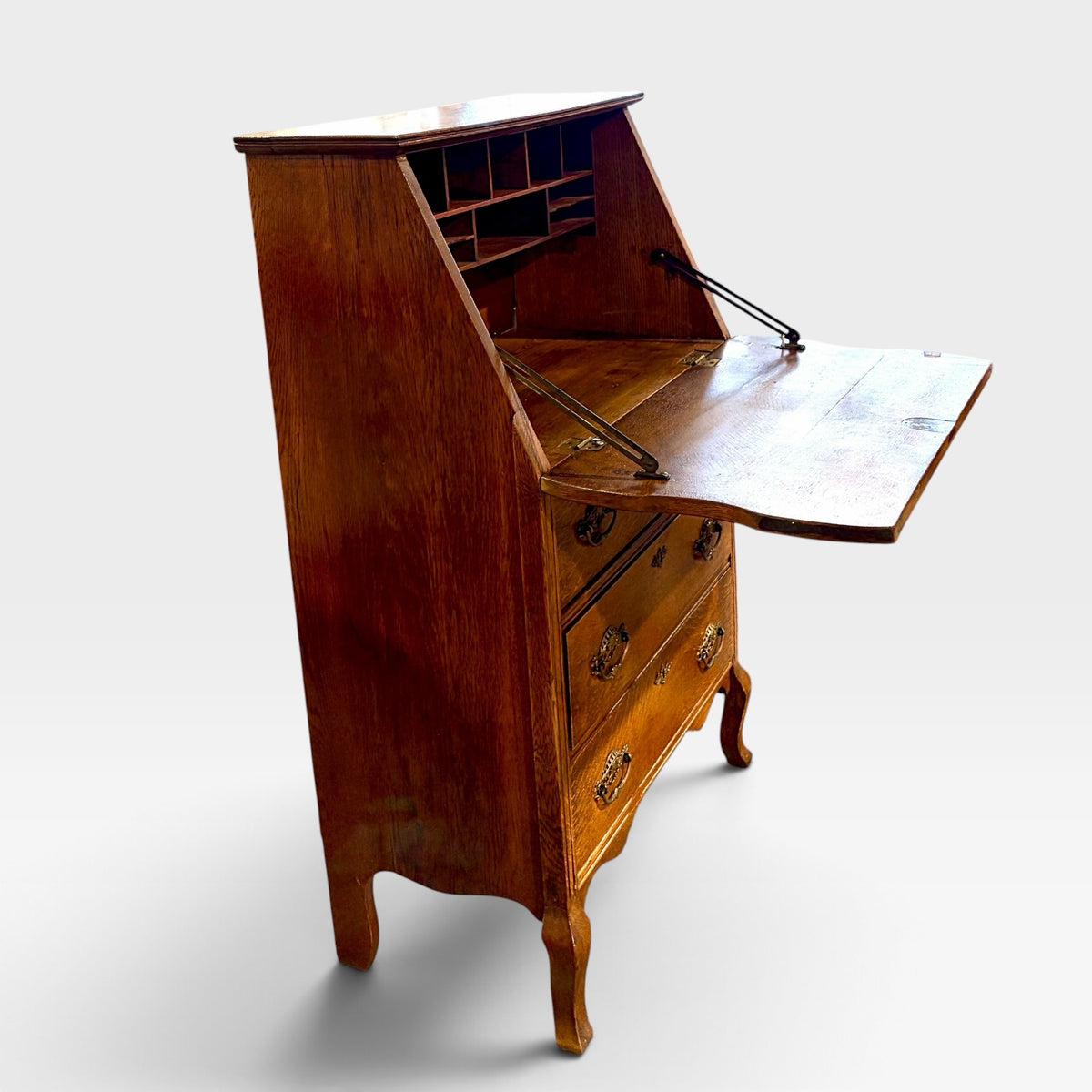 VTG Drop-front Secretary Desk, Oak,  27.5"W x 15"D x 43.25"H