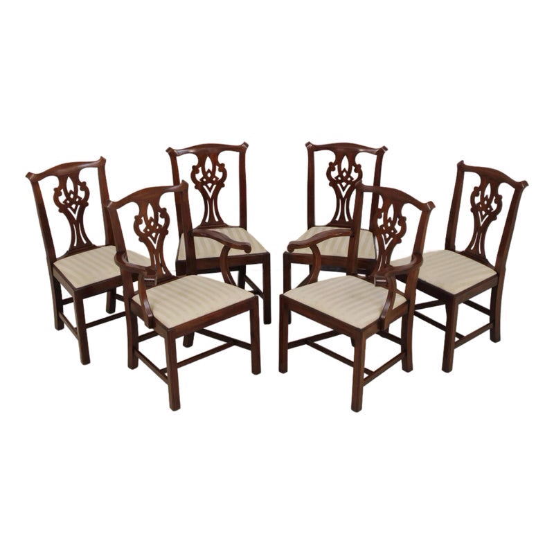 SET (6) Henkel Harris Chippendale Mahogany Dinning Chairs 24"W x 21"D x 37"H