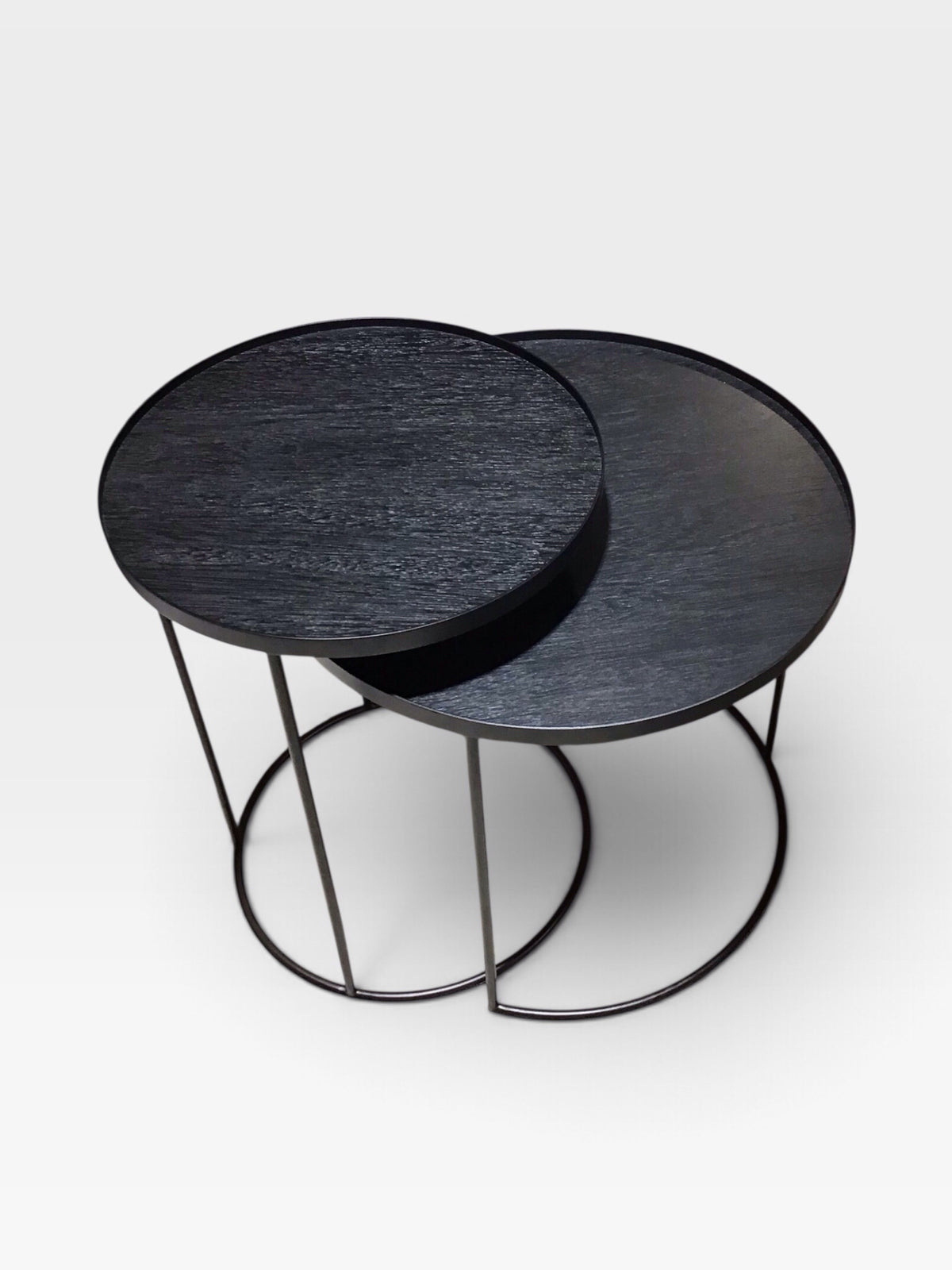 Ethnicraft Round Tray Side Table Set, 24.5"W x 24.5"D x 22.5"H