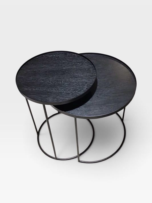 Ethnicraft Round Tray Side Table Set, 24.5"W x 24.5"D x 22.5"H
