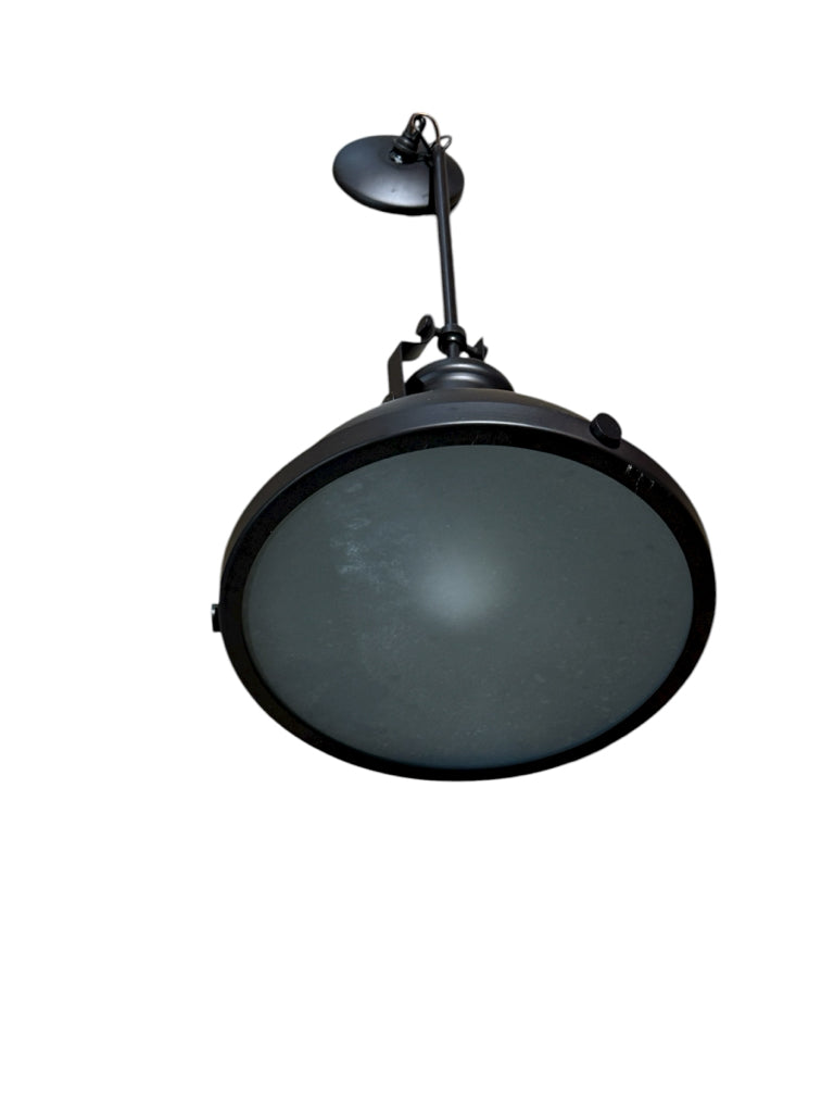 Industrial style single light pendant, 12"W x 12"D x 26"H