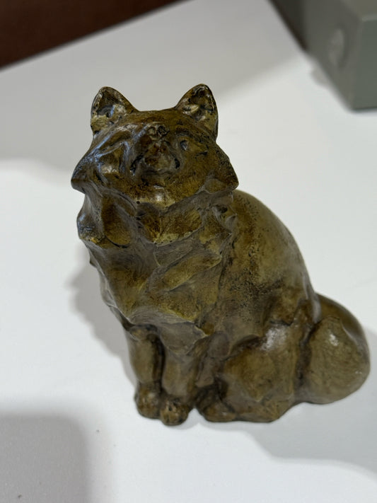 Ken Memoli cast stone fox sculpture, 6"H x 4"L