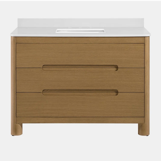 Oslo Single Bathroom Vanity,White Quartz,  34.5"H x 48"W x 22"D