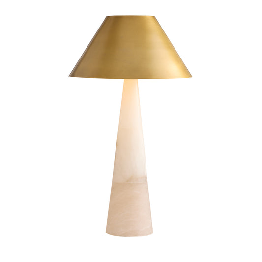 Chanell lamp, alabaster/gold shade, 18" W x 30" D x 18" H