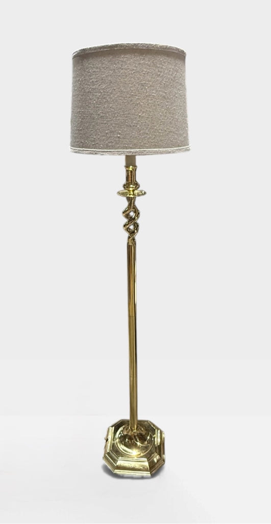 Brass finish floor lamp, 57"H